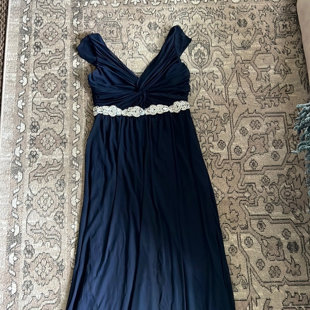 Brides maids dress navy blue maxi David’s bridal worn once 13